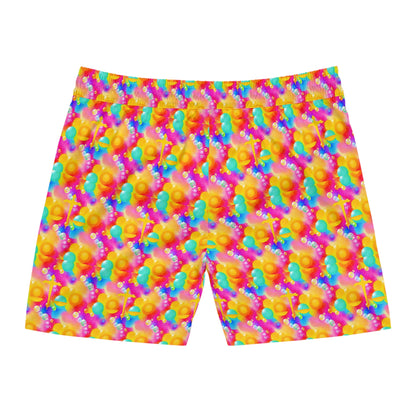 Men's Mid-Length Swim Shorts, (AOP), Libra, Zodiac v2, Bubble Pattern