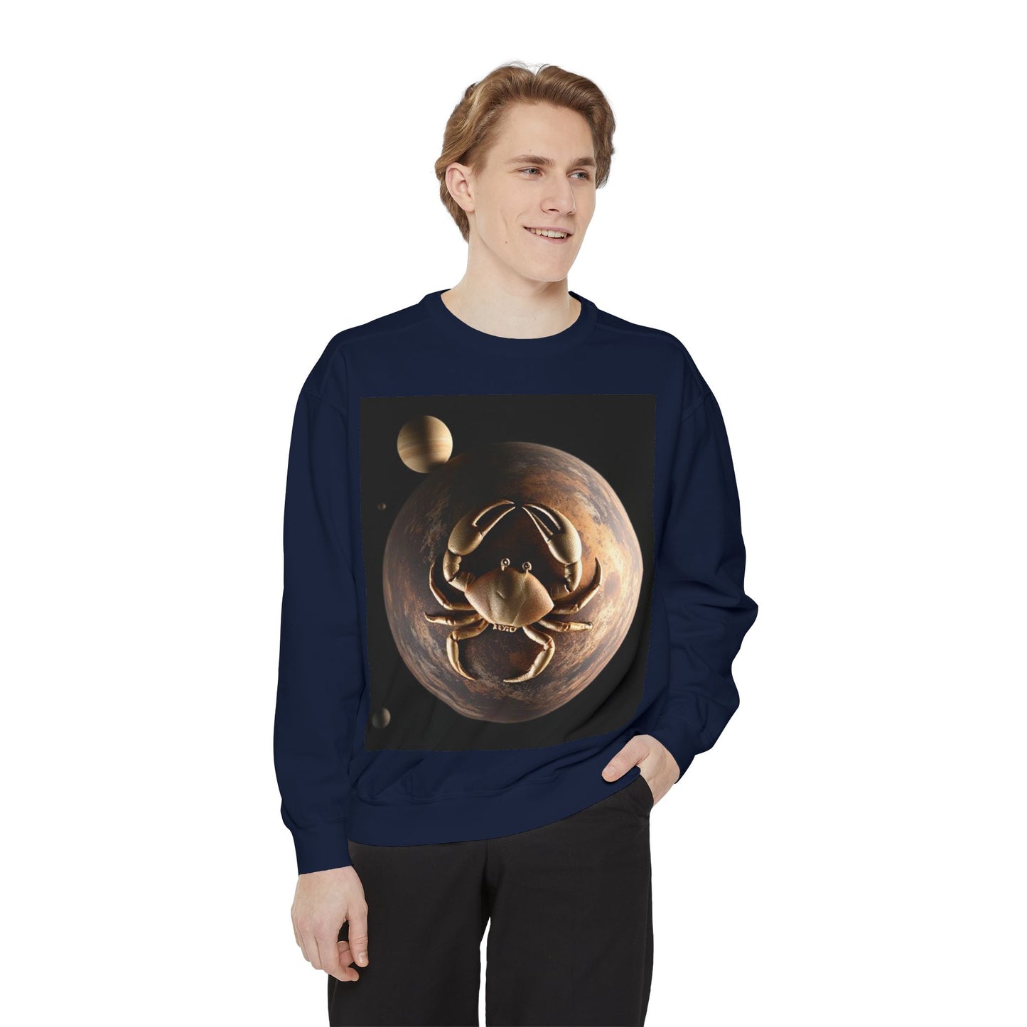 Garment-Dyed Sweatshirt, Unisex, Space Animal Design v1, Cancer