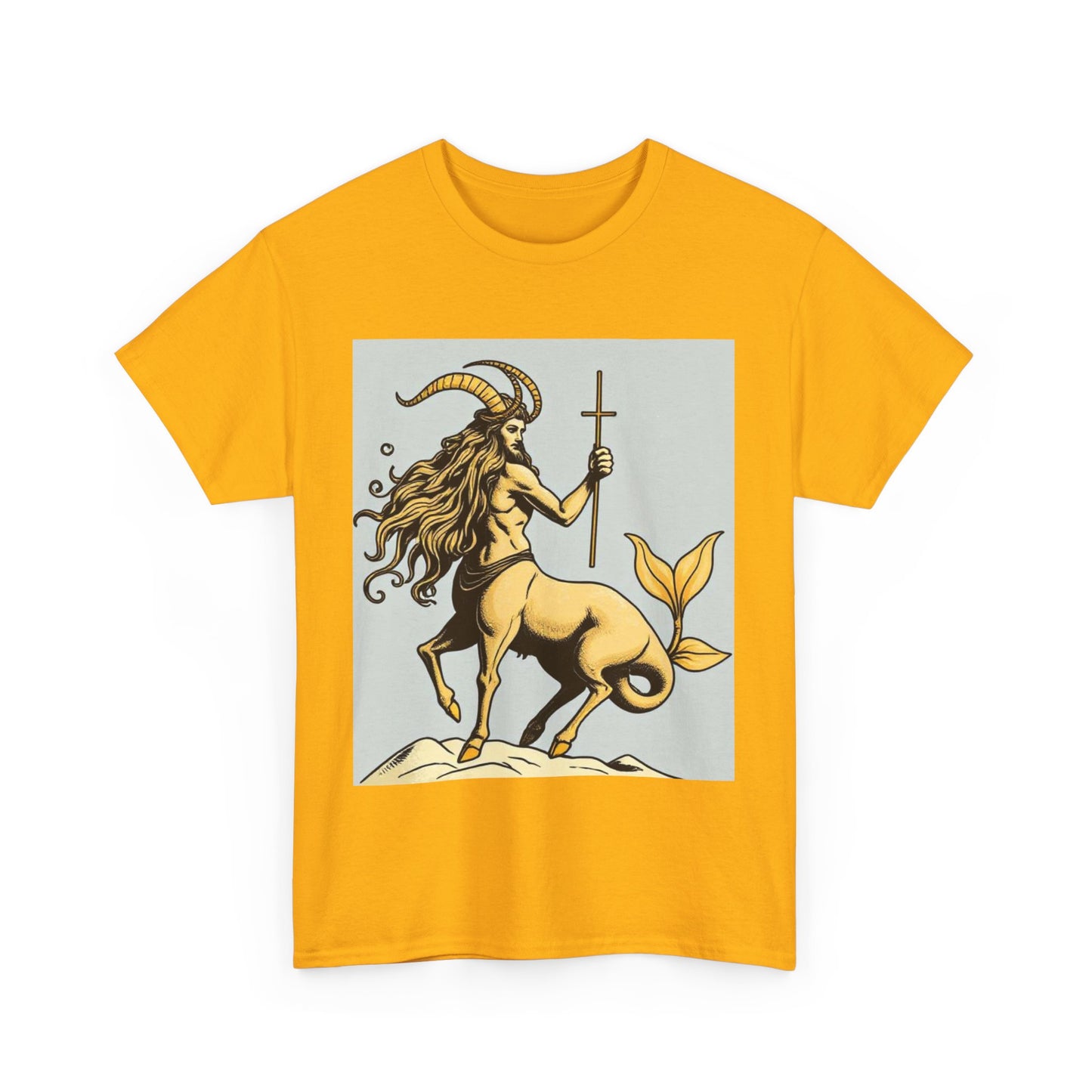 Unisex Heavy Cotton T-Shirt, Capricorn God v3, Zodiac Design