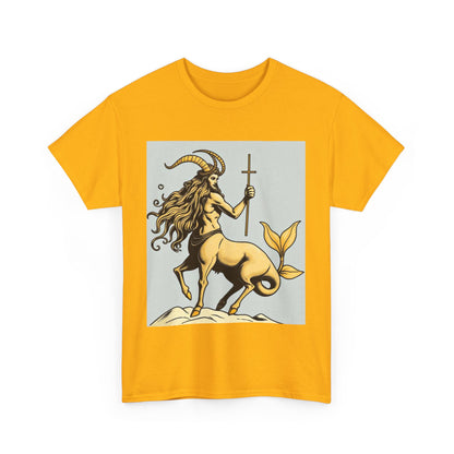 Unisex Heavy Cotton T-Shirt, Capricorn God v3, Zodiac Design