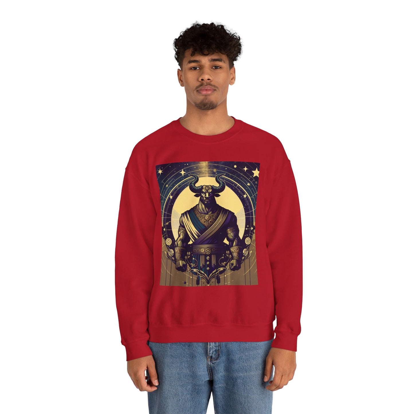 Unisex Heavy Blend™ Crewneck Sweatshirt, Minotaur, Taurus Zodiac Design