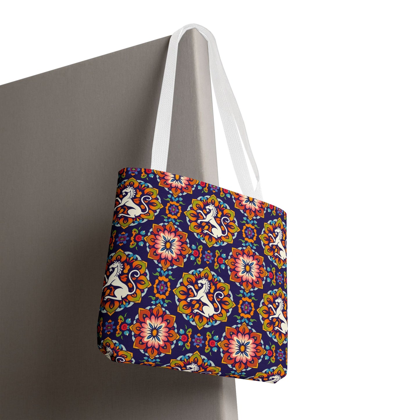 Tote Bag, (AOP), Virgo, Zodiac v3, Flower Pattern