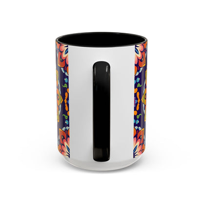 Accent Coffee Mug, Virgo, Zodiac v4. Flower Pattern, (11, 15oz)