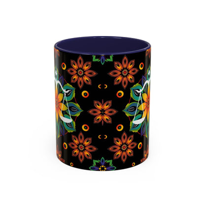 Accent Coffee Mug, Libra, Zodiac v4, Flower Pattern, (11, 15oz)