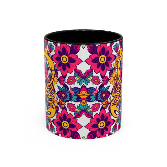 Accent Coffee Mug, Scorpio, Zodiac v2. Flower Pattern, (11, 15oz)