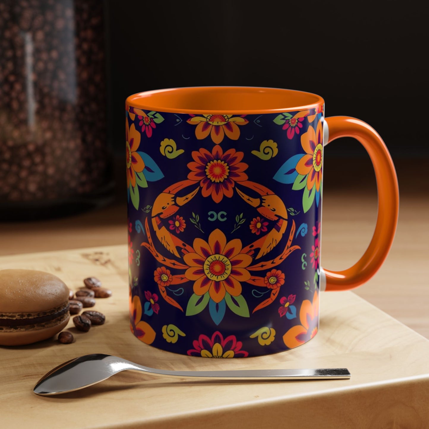 Accent Coffee Mug, Cancer, Zodiac, Flower Pattern, (11, 15oz)
