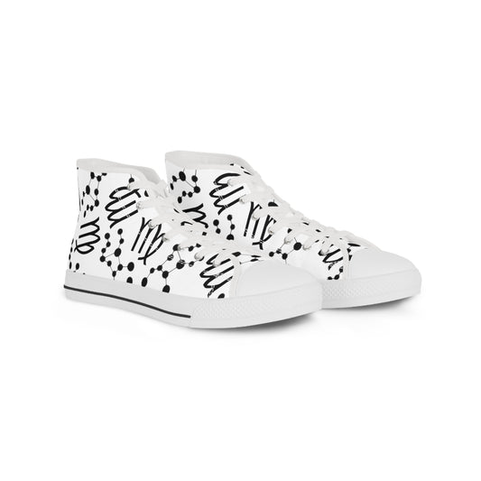 Men's High Top Sneakers, Breathable polyester canvas, Virgo Zodiac Design