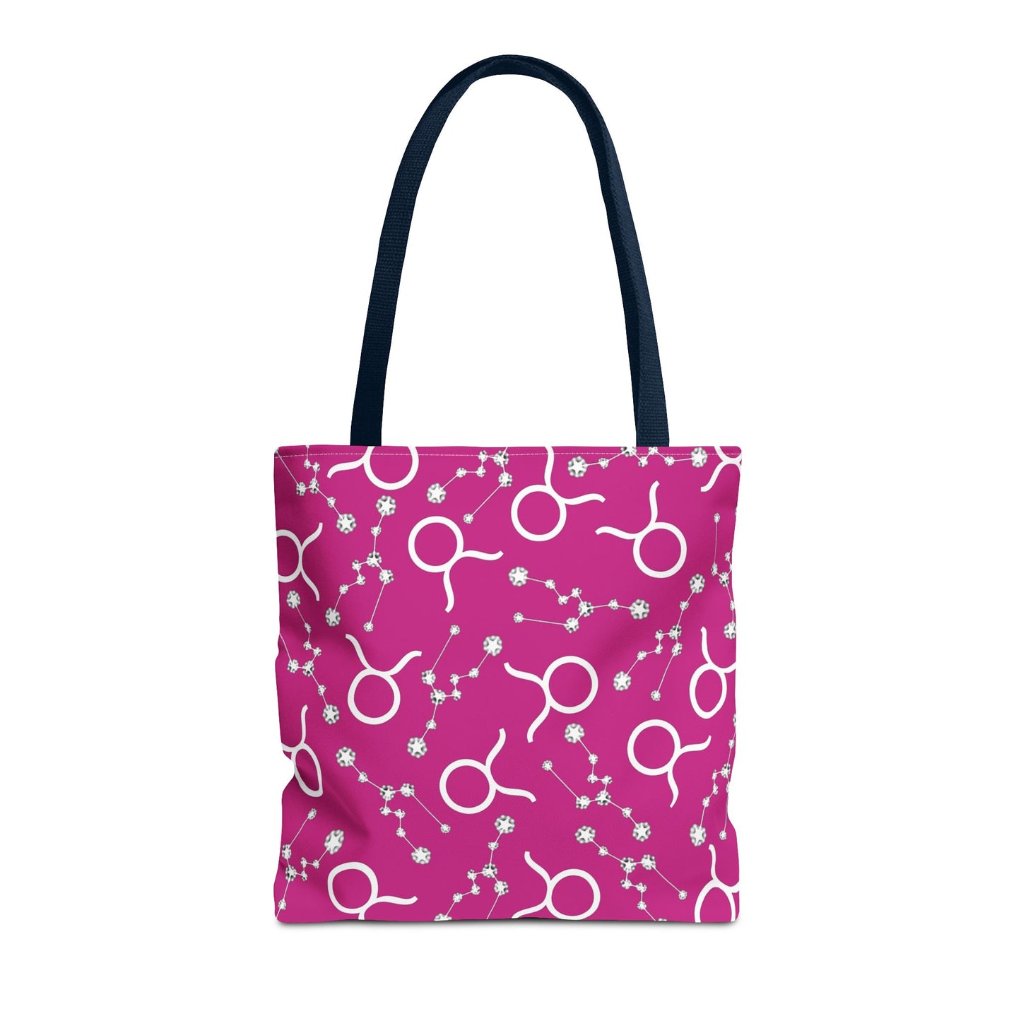 Tote Bag, Taurus Zodiac Sign, AOP, (Pink, White)