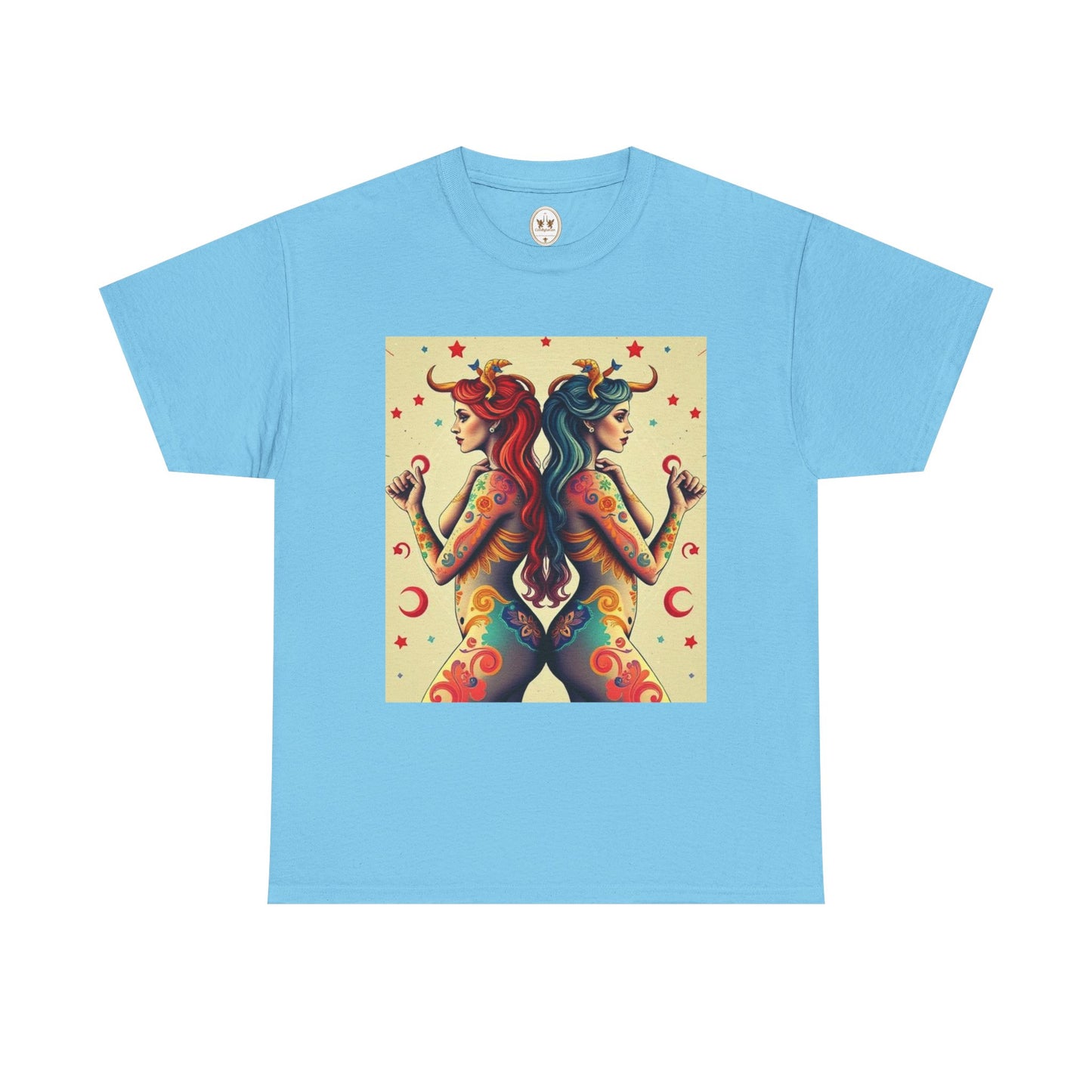 Unisex Heavy Cotton T-Shirt, Gemini, Zodiac v4, Sexy Art