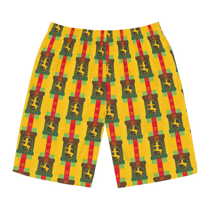 Men's Board Shorts, (AOP), Capricorn, Zodiac v1, Shape Pattern