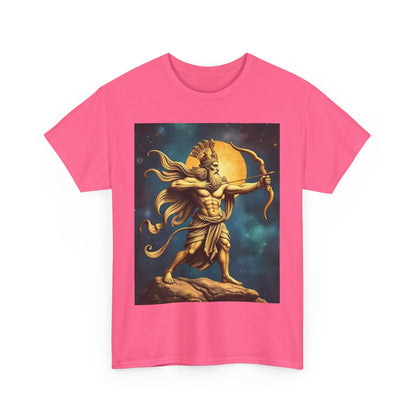 Unisex Heavy Cotton T-Shirt, Midnight Arrow v1, Sagittarius Zodiac Design