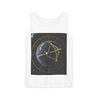 Unisex Garment-Dyed, Tank Top, Sagittarius Design, Planet Symbol, 100% US cotton