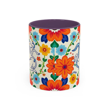 Accent Coffee Mug, Virgo, Zodiac v2. Flower Pattern, (11, 15oz)
