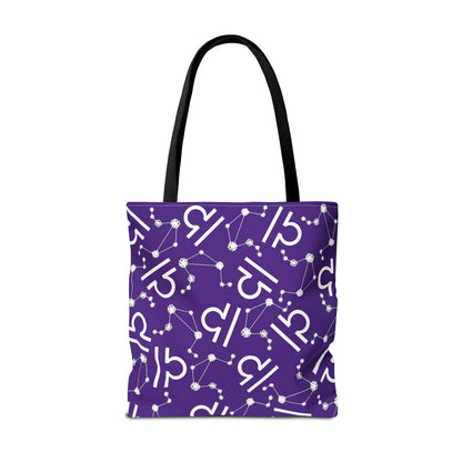 Tote Bag, Libra Zodiac Sign, AOP, (Purple, White)