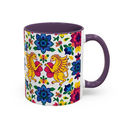 Accent Coffee Mug, Gemini, Zodiac, Flower Pattern, (11, 15oz)
