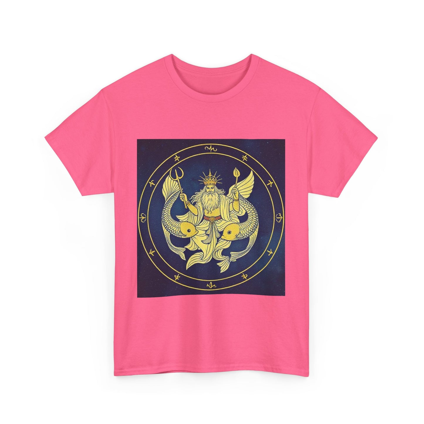 Unisex Heavy Cotton T-Shirt, King of Pisces, Zodiac Design