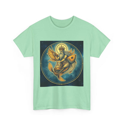 Unisex Heavy Cotton T-Shirt, Pisces King. Zodiac Design