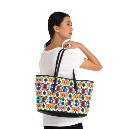 Leather Shoulder Bag, Gemini, Zodiac v2, Flower Pattern