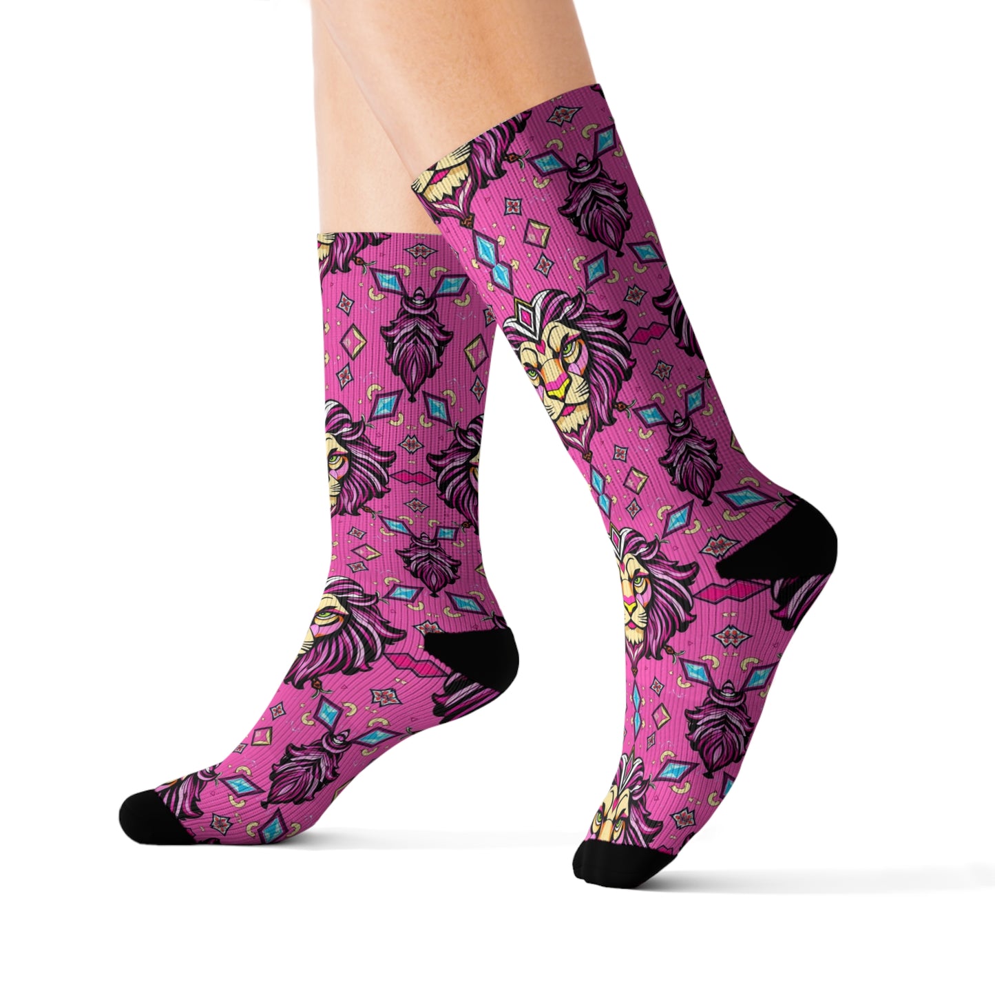 Sublimation Socks, Leo, Zodiac v1, Jewel Pattern