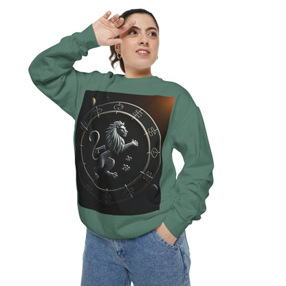 Garment-Dyed Sweatshirt, Unisex, Space Animal Design, Leo