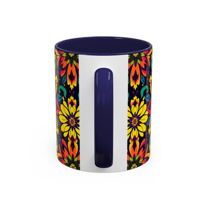 Accent Coffee Mug, Capricorn, Zodiac v4, Flower Pattern, (11, 15oz)