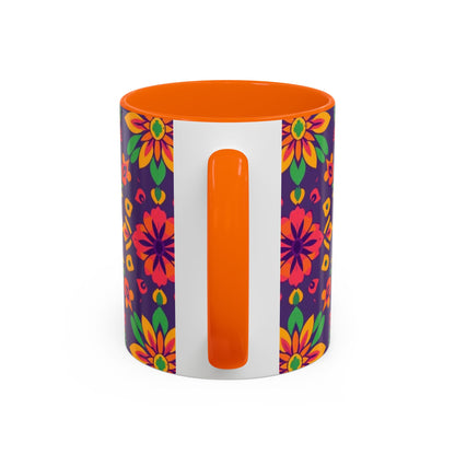 Accent Coffee Mug, Aquarius, Zodiac v2, Flower Pattern, (11, 15oz)