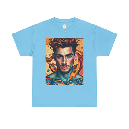 Unisex Heavy Cotton T-Shirt, Pisces, Zodiac v2, Sexy Art