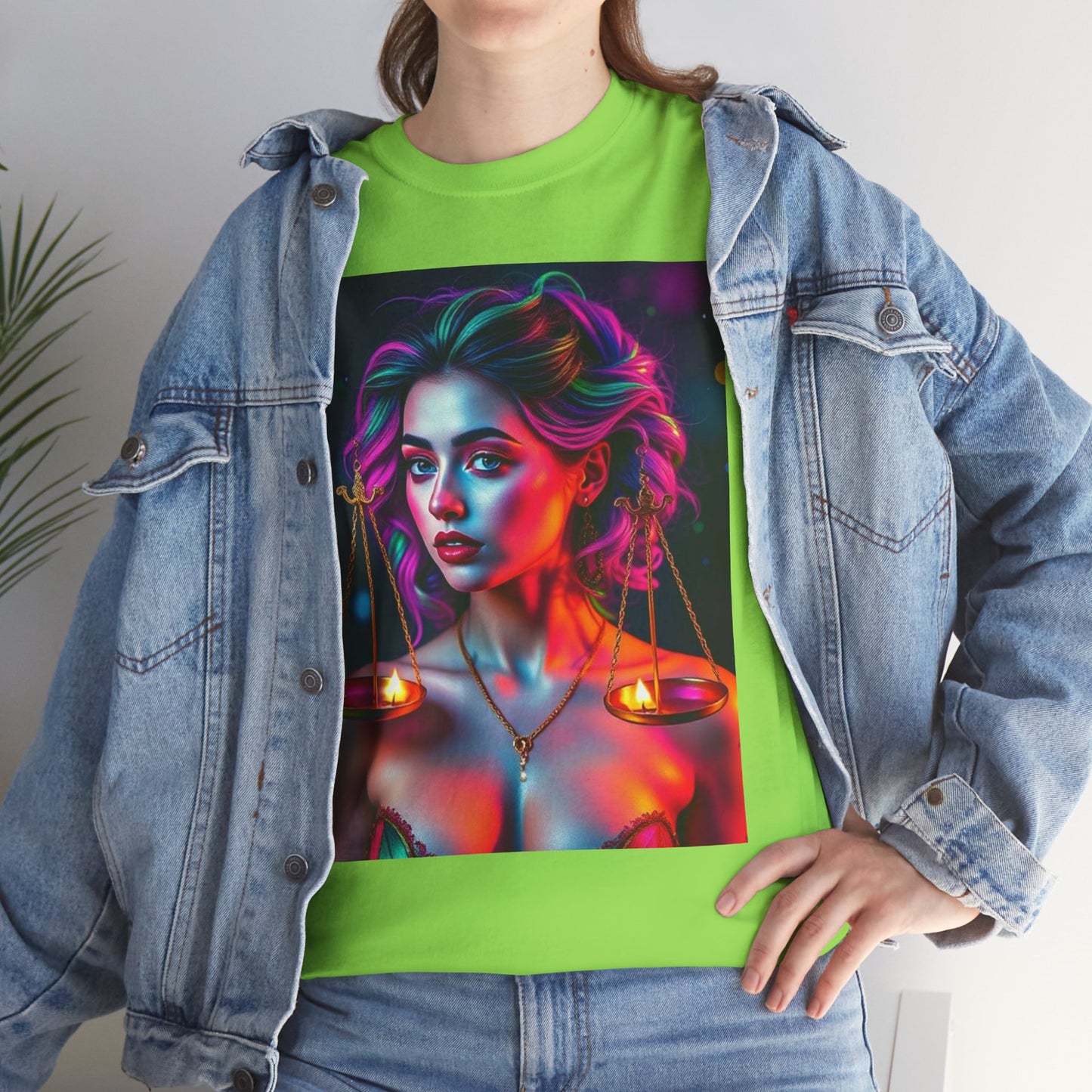Unisex Heavy Cotton T-Shirt, Libra, Zodiac v3, Sexy Art