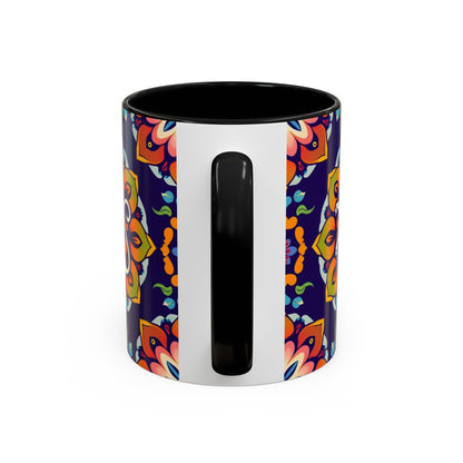 Accent Coffee Mug, Virgo, Zodiac v4. Flower Pattern, (11, 15oz)