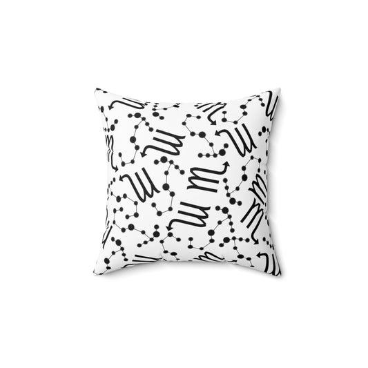 Zodiac Spun Polyester Square Pillow Scorpio Zodiac Sign White Pillow