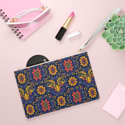 Clutch Bag, Taurus, Zodiac v1, Flower Pattern