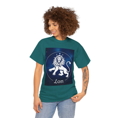 Unisex Heavy Cotton T-Shirt, Space Lion v1, Leo Zodiac Design