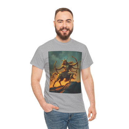 Unisex Heavy Cotton T-Shirt, Arrow Centaur v1, Sagittarius Zodiac Design