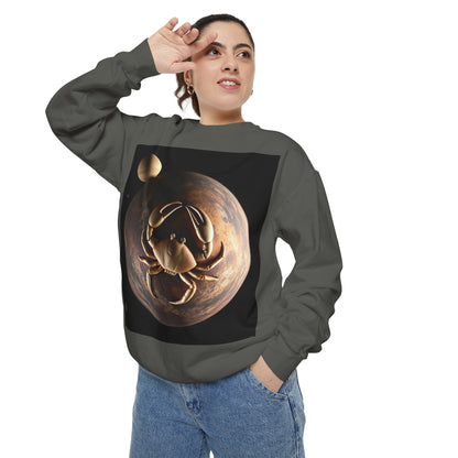 Garment-Dyed Sweatshirt, Unisex, Space Animal Design v1, Cancer