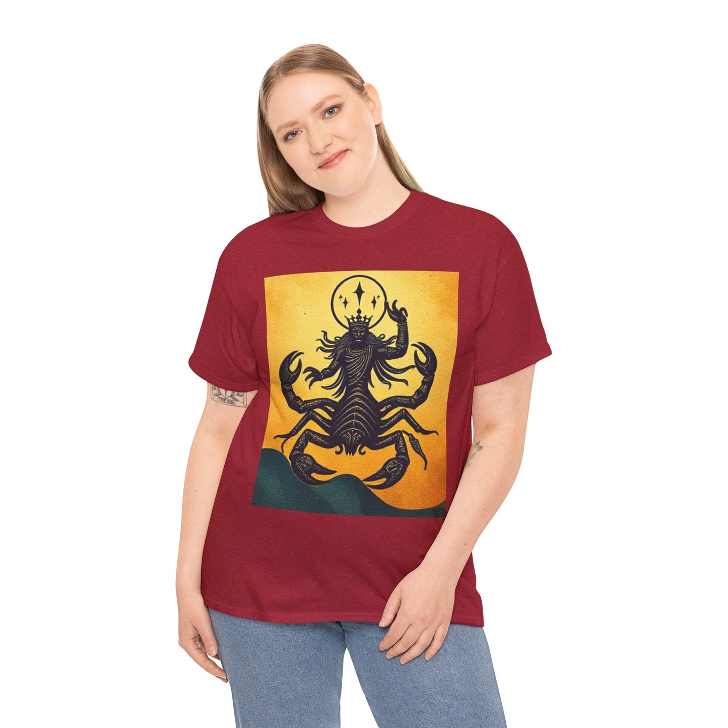 Unisex Heavy Cotton T-Shirt, Scorpion King, Print Art v1, Scorpio Zodiac Design