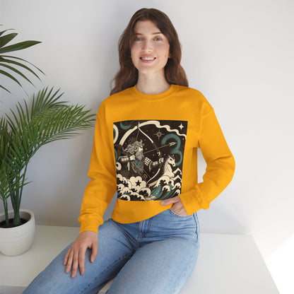 Unisex Heavy Blend™ Crewneck Sweatshirt, Man With Arrow Sagittarius Zodiac Design