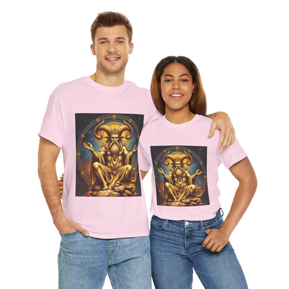 Unisex Heavy Cotton T-Shirt, On The Throne, Taurus Zodiac Design