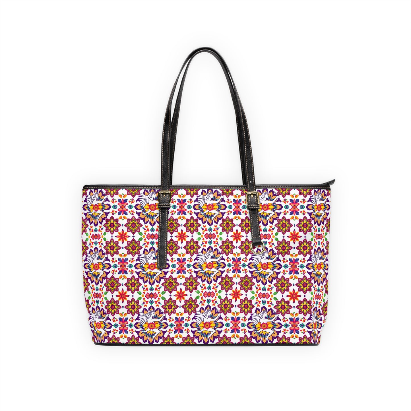 Leather Shoulder Bag, Sagittarius, Zodiac v1, Flower Pattern