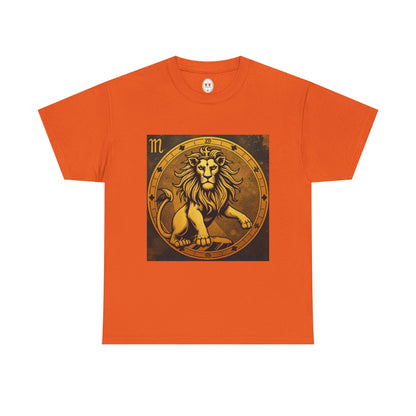 Unisex Heavy Cotton T-Shirt, Gold Lion v1, Leo Zodiac Design