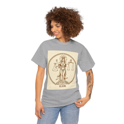 Unisex Heavy Cotton T-Shirt, Libra Goddess, Zodiac Design