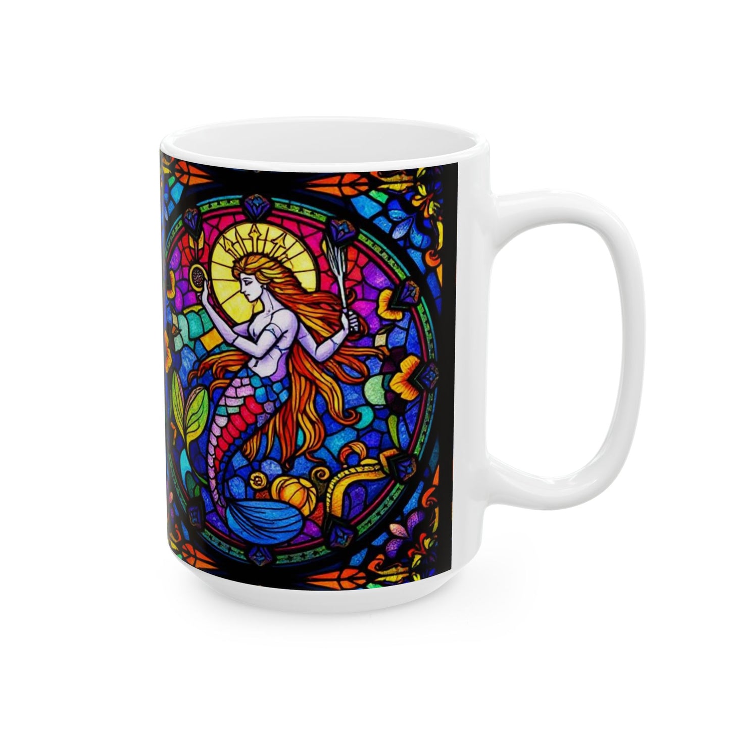 Ceramic Mug, (11oz, 15oz), Ceramic Coffee Mug, AOP, Glass Design, Aquarius Zodiac
