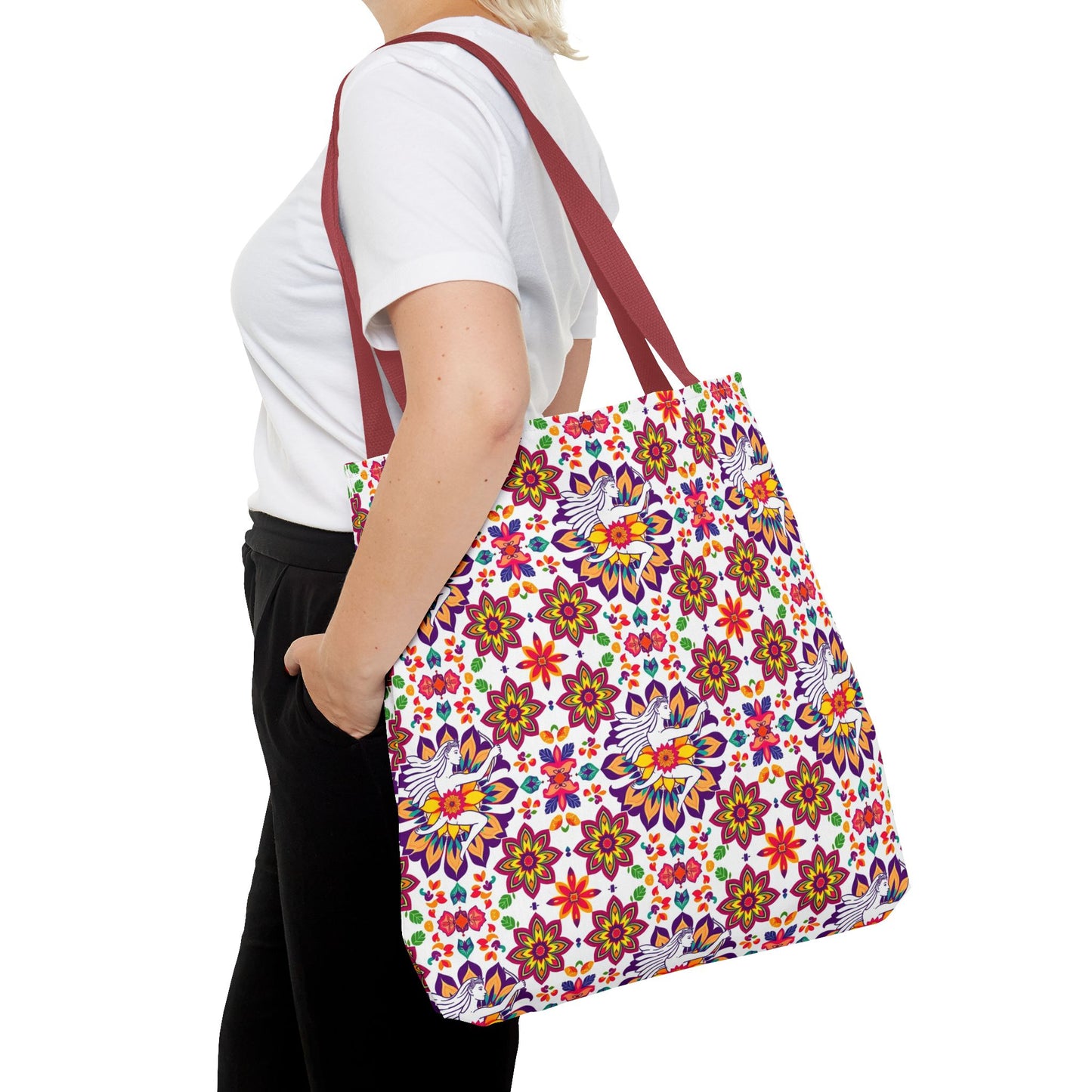 Tote Bag, (AOP), Sagittarius, Zodiac v2, Flower Pattern