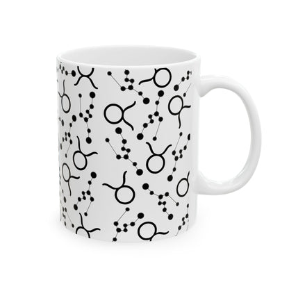 Ceramic Mug, (11oz, 15oz), Ceramic Coffee Mug, AOP, Constellation & Symbol, Taurus Zodiac Design