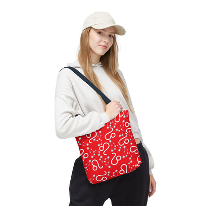 Tote Bag, Leo Zodiac Sign, AOP, (Red, White)