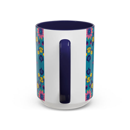 Accent Coffee Mug, Libra, Zodiac v2, Flower Pattern, (11, 15oz)