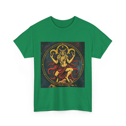 Unisex Heavy Cotton T-Shirt, Aries God 2v, Zodiac Design