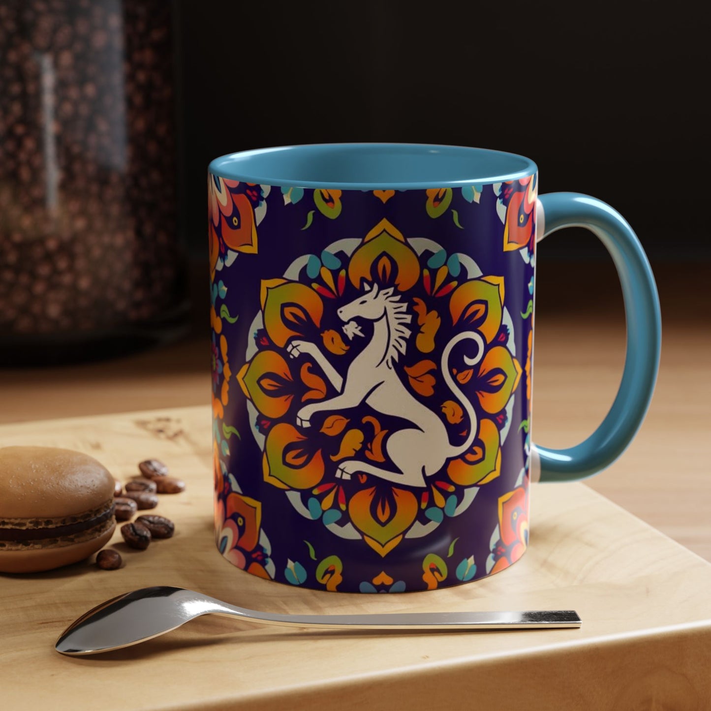 Accent Coffee Mug, Virgo, Zodiac v4. Flower Pattern, (11, 15oz)