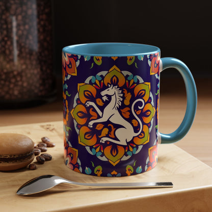 Accent Coffee Mug, Virgo, Zodiac v4. Flower Pattern, (11, 15oz)