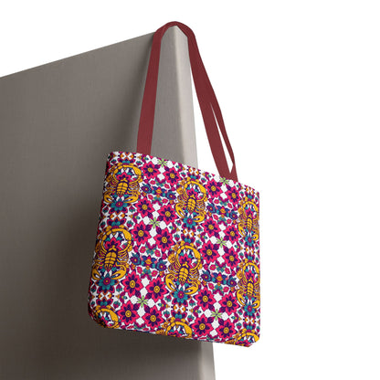 Tote Bag, (AOP), Scorpio, Zodiac v4, Flower Pattern