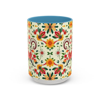 Accent Coffee Mug, Aries, Zodiac, Flower Pattern, (11, 15oz)